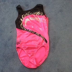 GK black and pink gymnastics leo